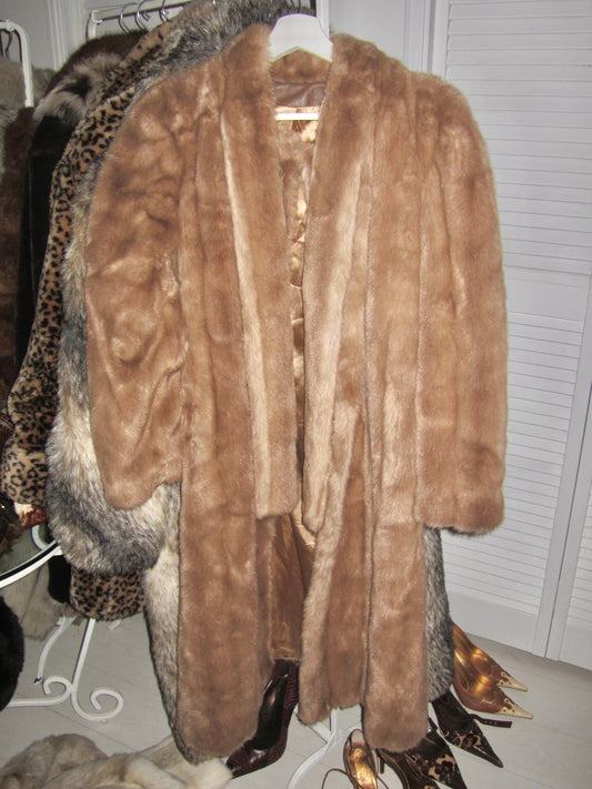 Classic brown long faux fur coat